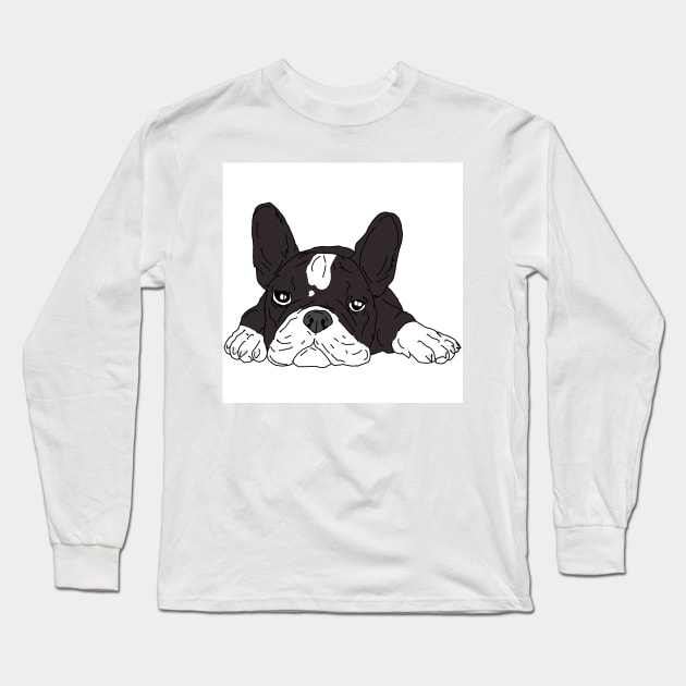 White and black french bulldog Long Sleeve T-Shirt by Noamdelf06